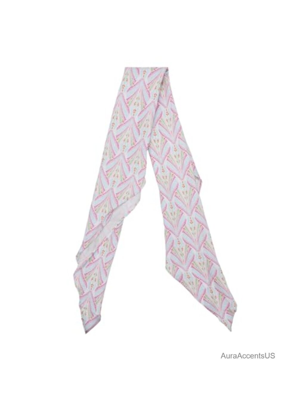 Polysatin Floral Diamond Scarf for Handbags Ponytails Neck Wrist